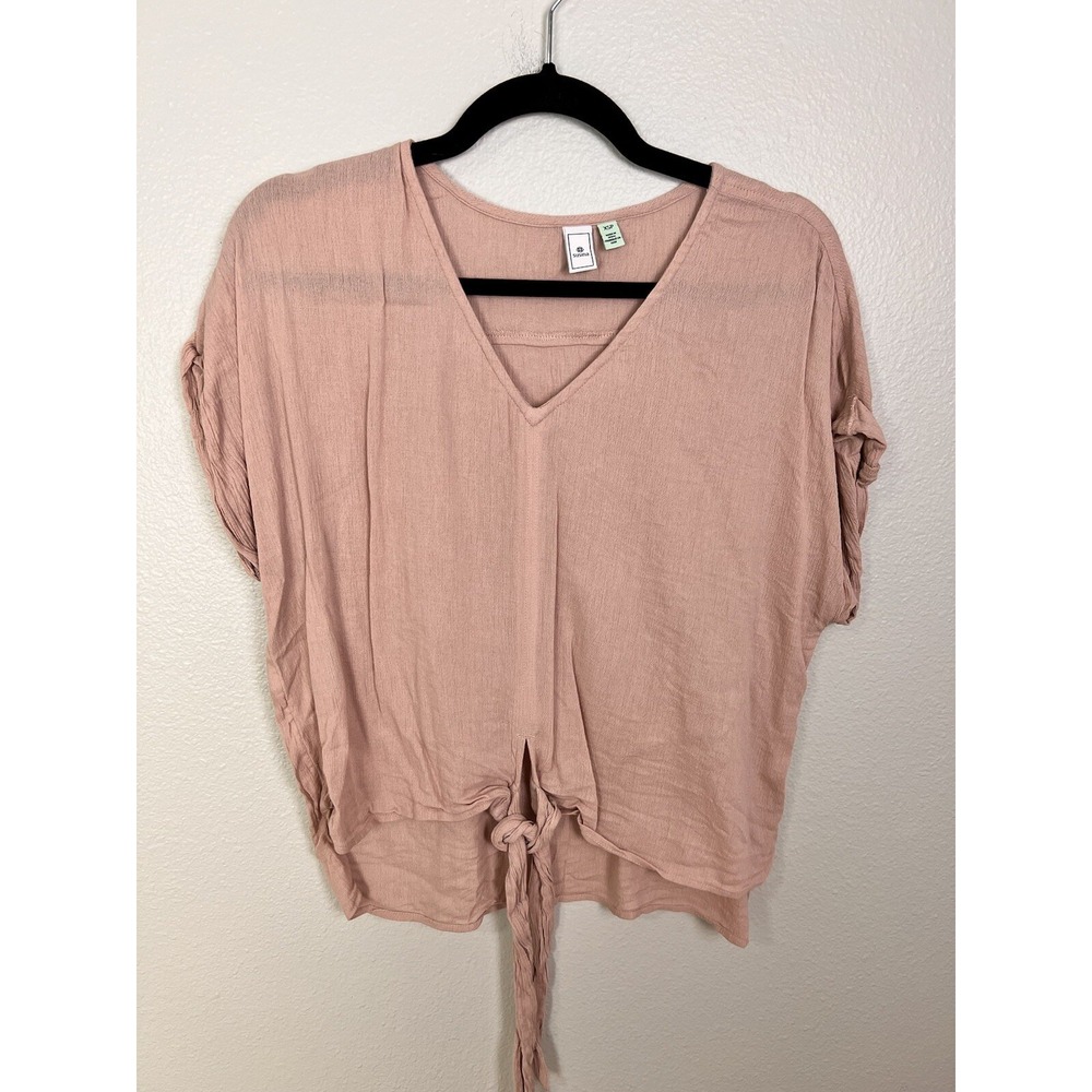 Susina Women's‎ XSP Pink Blouse Top Tie Waist V Neck XS Petite